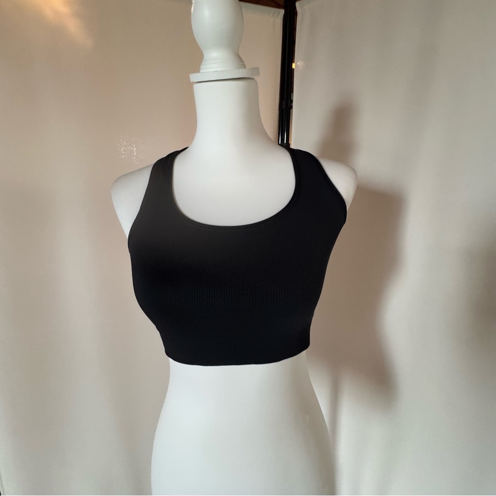 Athlete Black Ribbed Crop Top